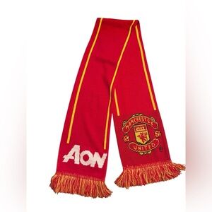 MANCHESTER UNITED red yellow WINTER SCARF 54 INCH long plus fringes SUPER C